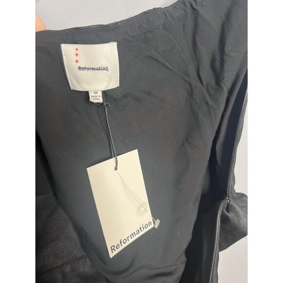 NWT Reformation Tate Linen Top Black Halter Size 10 Button Front - Picture 9 of 10